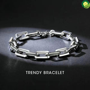 PT950 Platinum Bracelet Men's White Gold Cross Chain Simple Atmosphere Cool Hand Bracelet