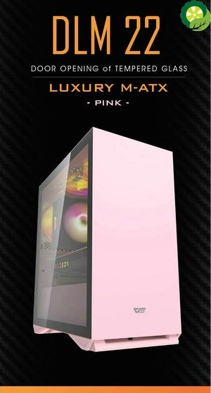 Desktop computer case pink mini chasis Tempered glass gaming pc case