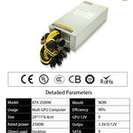 high efficiency Block Chain 2500W 2400W high-power supply gpu server psu 10x6pin cable