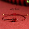 Natural Purple Cinnabar Lucky Clover Handmade Red Rope Lucky Bracelet