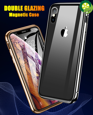 360 Magnetic Adsorption Metal Double-Sided Glass Case For iPhone 12 11 Pro XS Max XR iPhone 7 8 6s Plus SE