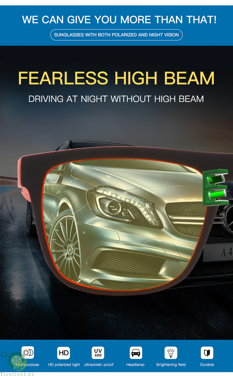 Night Vision Glasses Men Women Polarized Sunglasses Yellow Lens Anti-Glare Goggle Night Driving Sun glasses UV400