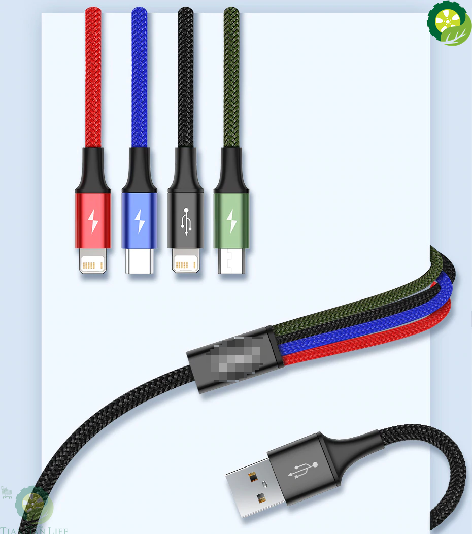 4 in 1/3.5A PRO USB Cable Type C Cable for iPhone Samsung Redmi OPPO