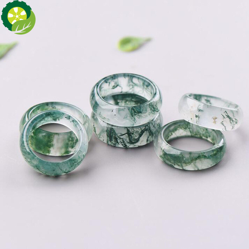 Natural Water Grass Agate Ring Moss Agate Ring Unisex Rings