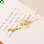 Natural Hetian Chalcedony bag shape pendant necklace female charm jewelry