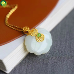 Chinese style natural smoke purple jade wishful lock pendant necklace niche craft senior women brand jewelry