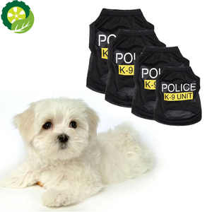 Police Suit Cosplay Clothes Black Elastic Vest Puppy T-Shirt for Dogs Cats