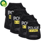 Police Suit Cosplay Clothes Black Elastic Vest Puppy T-Shirt for Dogs Cats