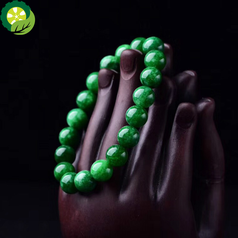 Natural green jade Emperor Green Dry Green jade Bead Bracelet
