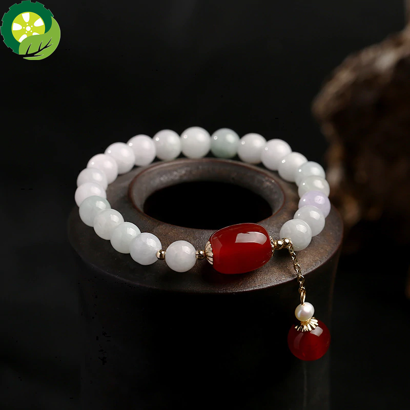 Natural Jade Beads Bracelet Bangle For Women Jewelry Gemstone Agate Pearl 14k Tassel Pendant Handmade Bracelet