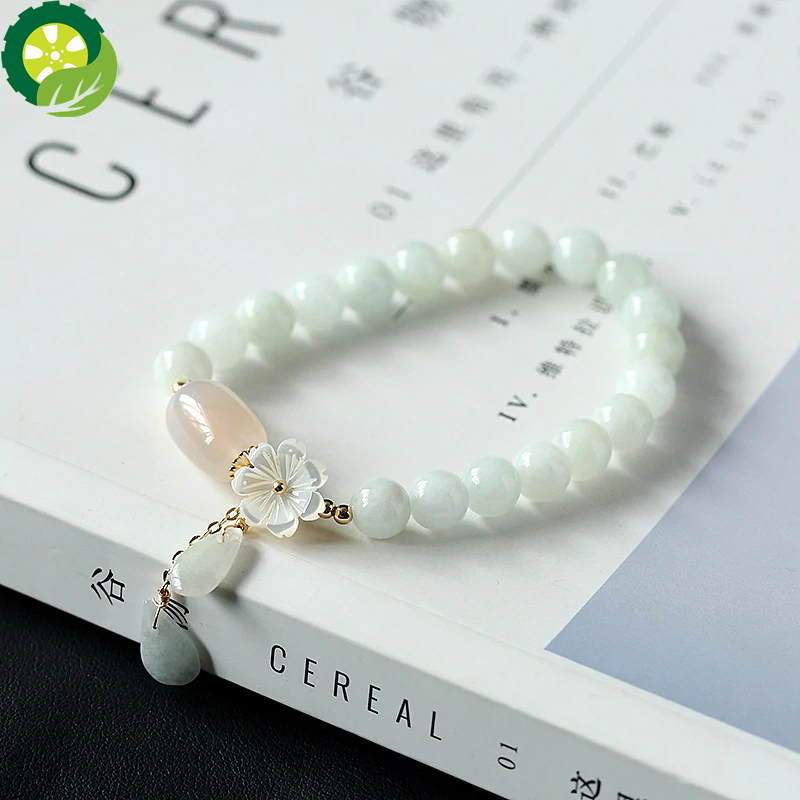 Natural Jade Agate Beads Adjustable Charm Bracelet