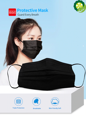In Stock 50/100 Pcs Disposable Non-woven 3-layer Face Mask Anti Dust Breathable Mask with Elastic Earband
