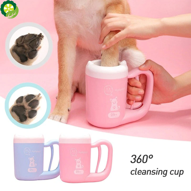 Outdoor portable pet dog paw cleaner cup soft silicone foot washer clean dog paws one click manual quick feet wash cleaner