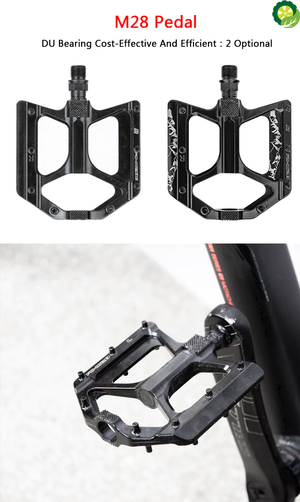 Ultralight Non-Slip Alloy Sealed Bearing Bicycle Flat Platform Pedals with LED Warning Light