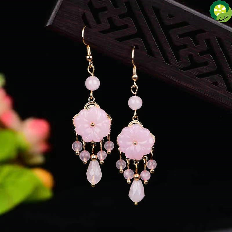 Chinese Style Hanfu Ethnic Earrings Fashion Trend Coloured Glaze Peace Buckle Long Classical Retro Eardrop Jewelry