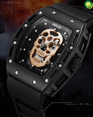 Pirate Skull Style Silicone Luminous Quartz Military Wateproof Skeleton man Wristwatch