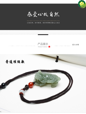 Natural green hetian jade pixiu pendant hollow handcarved pendants brand jewelry Unisex necklace