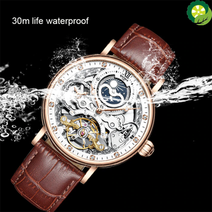 Skeleton Watches Mechanical Automatic Watch Men Tourbillon Sport Clock Casual Business Moon Wrist Watch