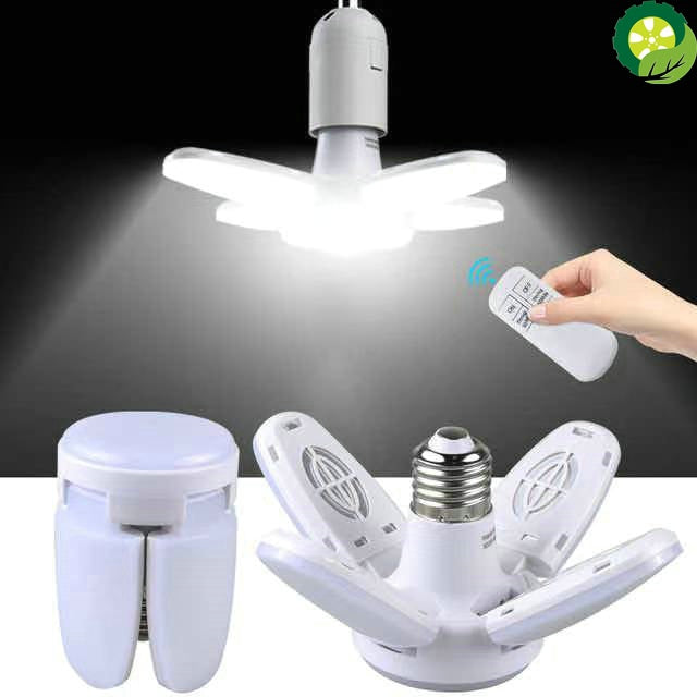 LED Bulb Fan Blade Timing Lamp AC85-265V 28W Foldable Led Light Bulb Lampada For Home Ceiling Light With Remote Controller
