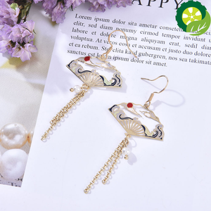 Chinese Style Earrings Personality Hollow Shaped Tassel Earrings Women Jewelry Accessories Decorations