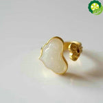 Natural Hetian white jade opening adjustable ring Chinese style retro unique ancient gold craft charm jewelry