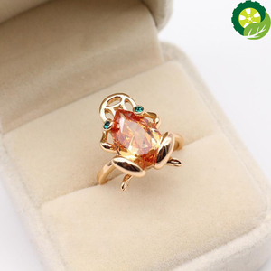 Citrine golden toad sparkle unique gold-plated craft ring