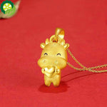 Chinese Ox New Year Gold Cow Pendants Ox Statue Ornament Pendants Tradition Zodiac Souvenir Lucky Blessing Necklace