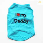 Pet Clothes Casual Puppy Dog Cat Clothing "I Love Mommy & Daddy" Print Cat Vest Tee Shirt 100% Cotton