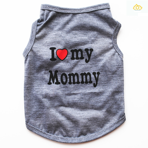 Pet Clothes Casual Puppy Dog Cat Clothing "I Love Mommy & Daddy" Print Cat Vest Tee Shirt 100% Cotton