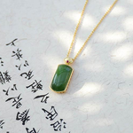 Natural Hetian Jade square temperament high sense design pendant necklace