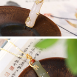 Natural Hetian jade bamboo Chinese style retro Bohemian charm Pendant Necklace