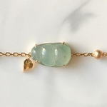 Natural Hetian jade gourd ice transparent round bead bracelet Chinese retro luxury charm silver jewellery