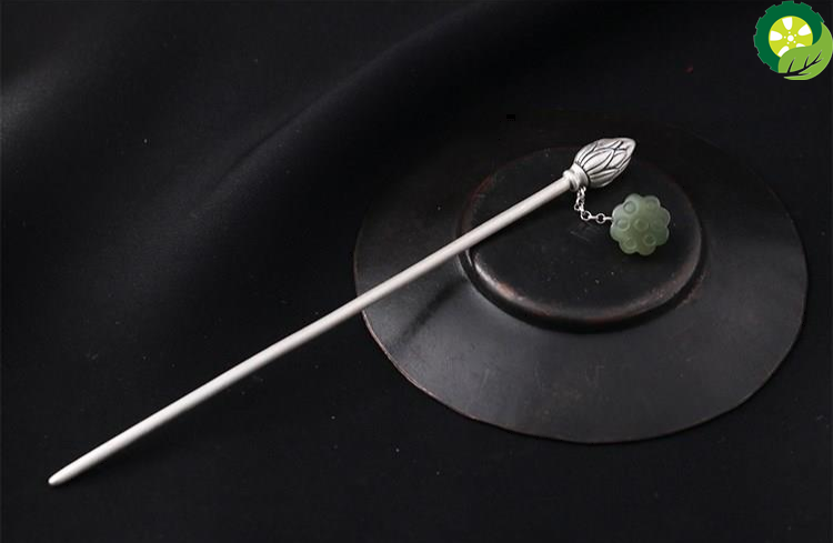 Silver antique flower bud pendant hairpin Chinese cultural charm light luxury silver design