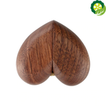 Handmade Heart Shaped Walnut Wood Ring Box Case for Proposal Engagement