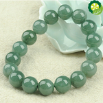 Natural A-grade oil green Jadeite bead bracelet Unisex 10MM lucky  bead string bracelet