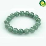 Natural A-grade oil green Jadeite bead bracelet Unisex 10MM lucky  bead string bracelet
