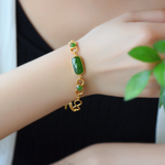 Natural hetian jade Chinese style retro winding unique ancient gold craft bracelet