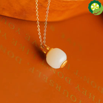 Natural Hetian white jade Chinese classical charm lady Pendant Necklace
