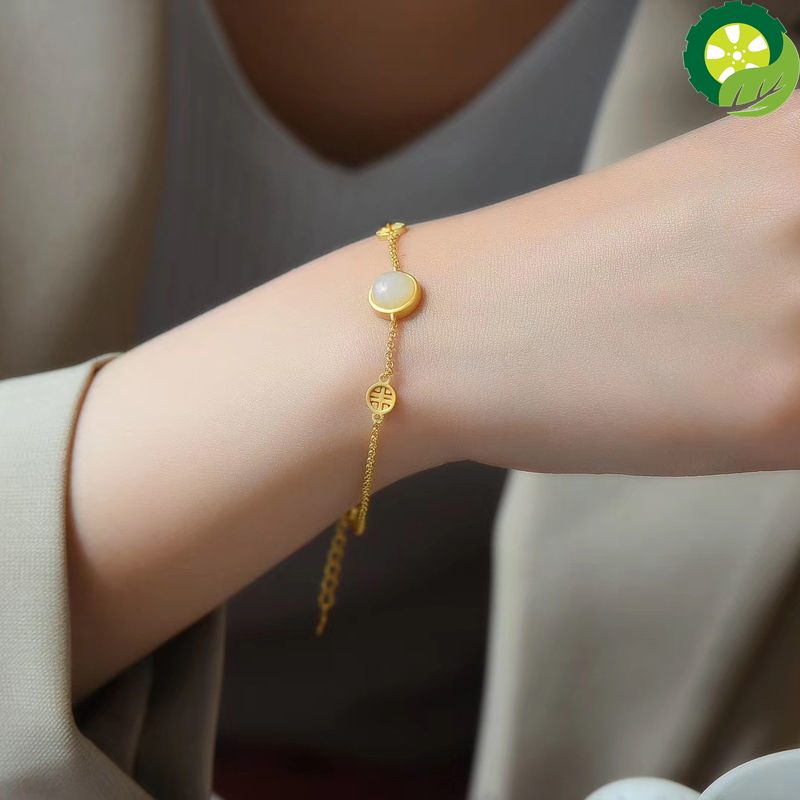 Natural Hetian jade cold wind simple charm temperament advanced bracelet