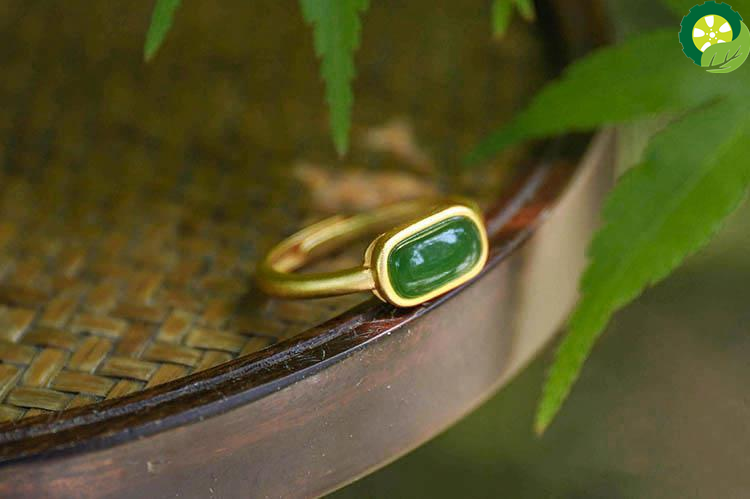 Natural Hetian jade opening adjustable ring fresh and elegant, compact and exquisite charm silver jewelry