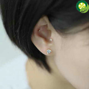 Natural blue topaz triangle retro earrings