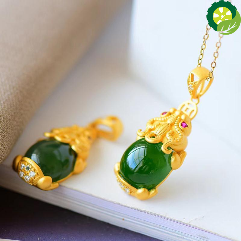 Hetian Jade Pixiu Lucky Fortune Necklace Pendant