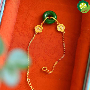 New ancient method gold craft natural High Quality Hetian jade elegant bracelet