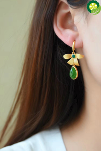 Natural Hetian jade Butterfly Shaped Super High-Tech Drop-shaped earring