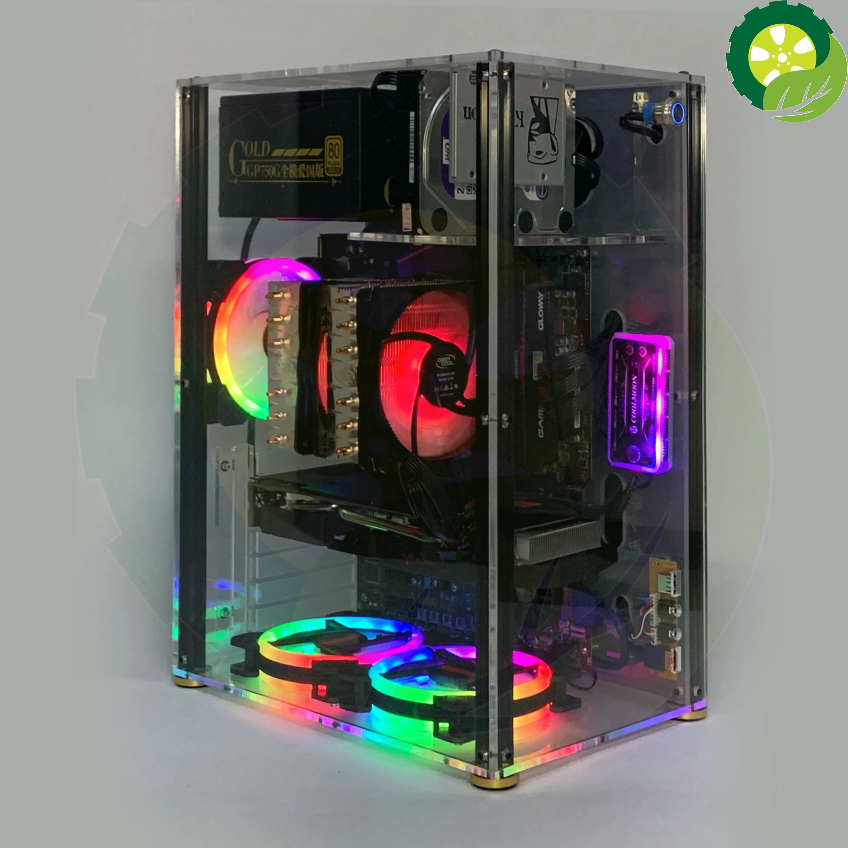 Full-side transparent acrylic horizontal computer mainframe desktop assembly personality atx creative chassis