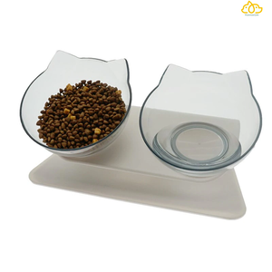 Non-Slip Double Cat Dog Bowl With Stand Pet Feeding Water Food Pet Bowls Feeder