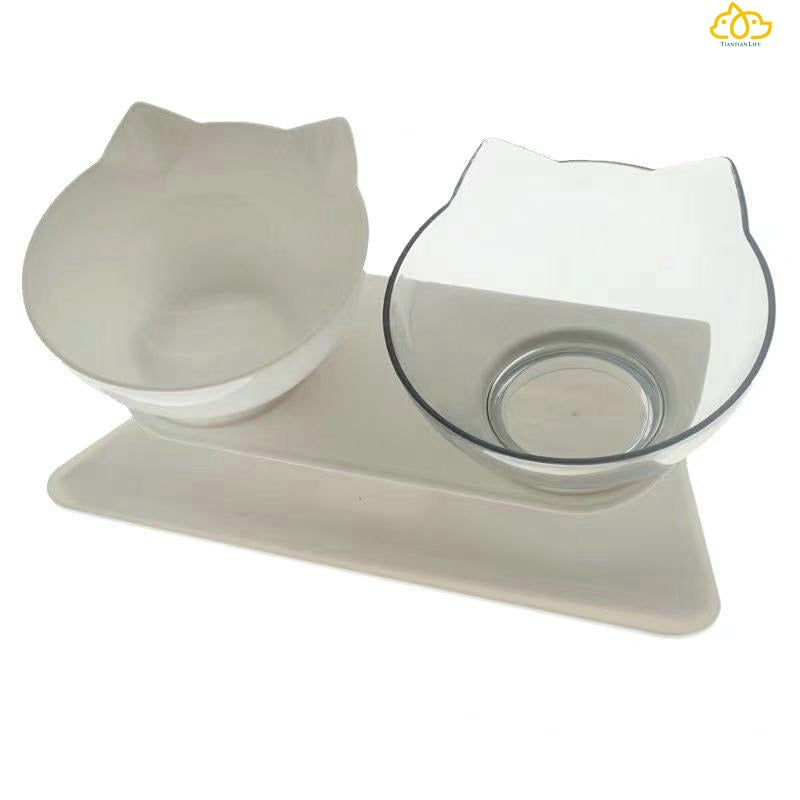 Non-Slip Double Cat Dog Bowl With Stand Pet Feeding Water Food Pet Bowls Feeder