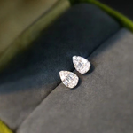18K Solid White Gold (AU750) Women Stud Earrings Certified Real Natural Diamond Earring Fashion Water Drop Shape