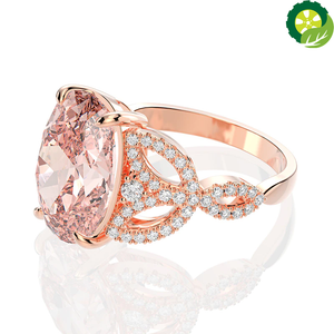 100% 925 Sterling Silver Moissanite Morganite Gemstone Wedding Engagement Diamonds Ring Fine Jewelry