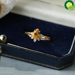natural citrine silver adjustable retro elegant luxury ring